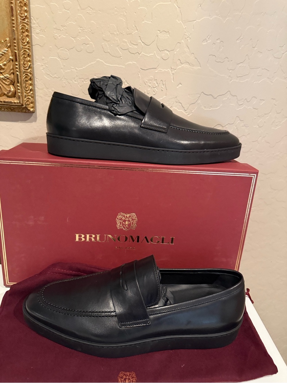 Bruno Magli Prato black penny loafer men’s shoes size 8 NWT